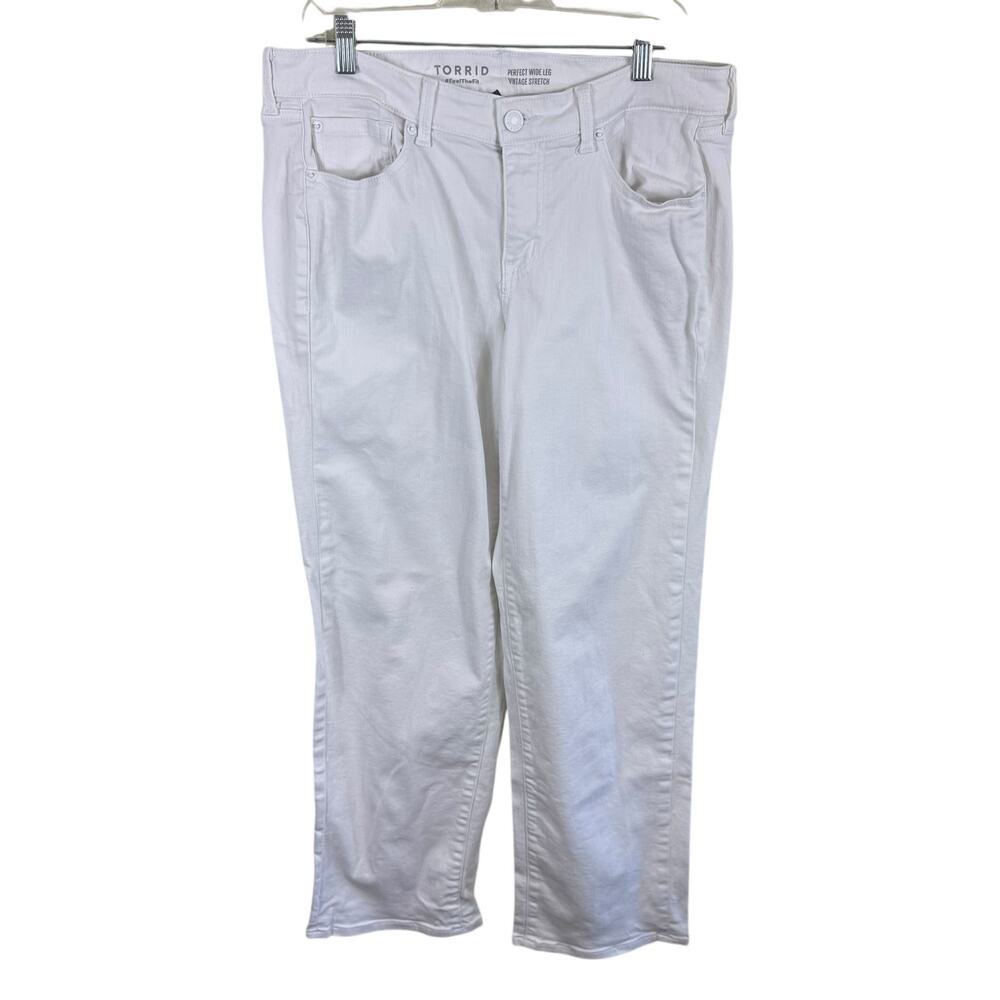 Torrid‎ Cotton White Perfect Wide Leg Vintage Stretch Mid Rise Jeans Size 10T - Picture 6 of 13